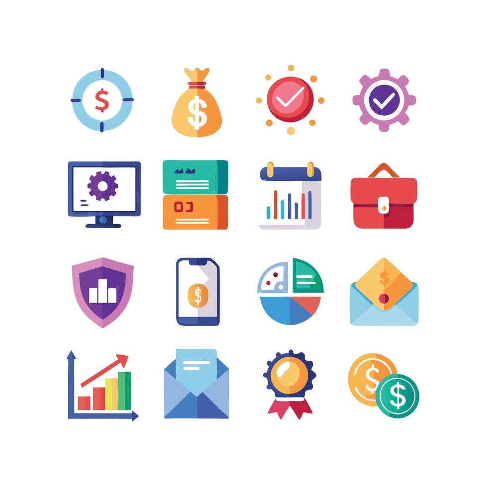 Business and Finance Icon Set Collection for Documents, Websites and Applications vector