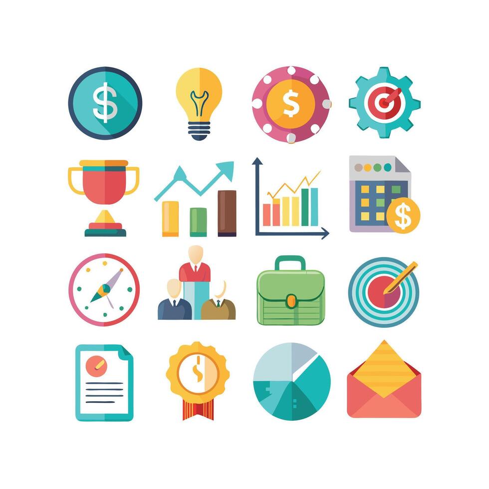 Business and Finance Icon Set Collection for Documents, Websites and Applications vector