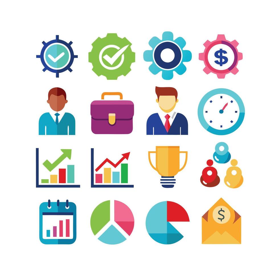Business and Finance Icon Set Collection for Documents, Websites and Applications vector