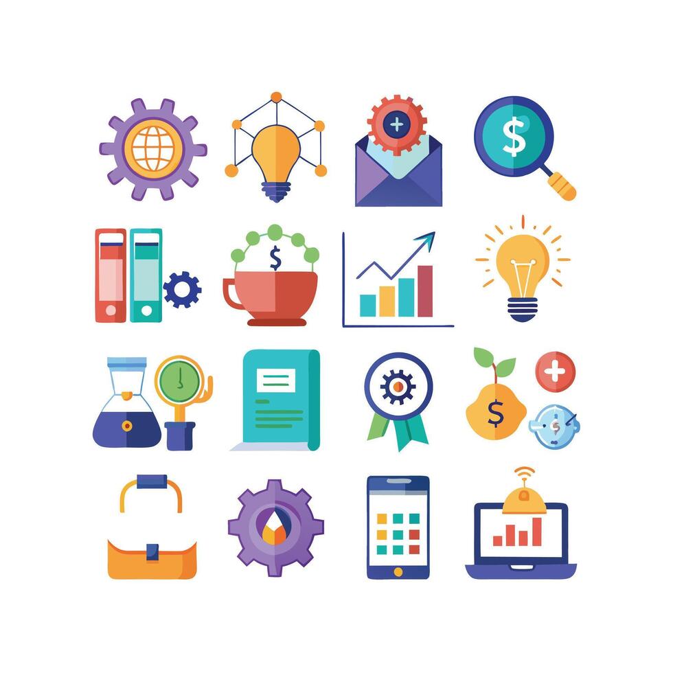 Business and Finance Icon Set Collection for Documents, Websites and Applications vector