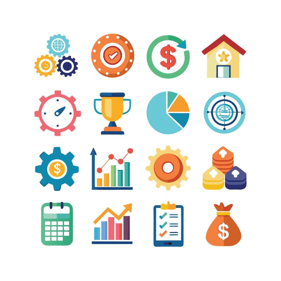 Business and Finance Icon Set Collection for Documents, Websites and Applications vector