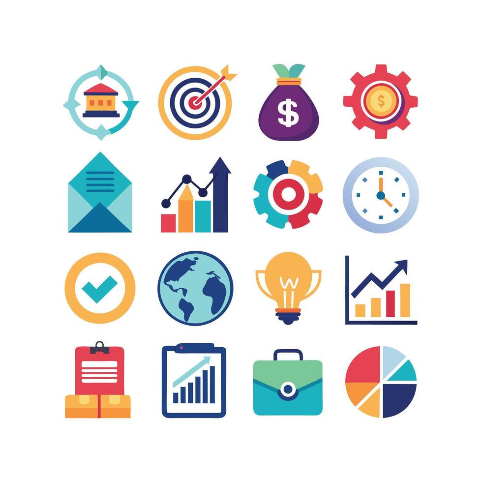 Business and Finance Icon Set Collection for Documents, Websites and Applications vector