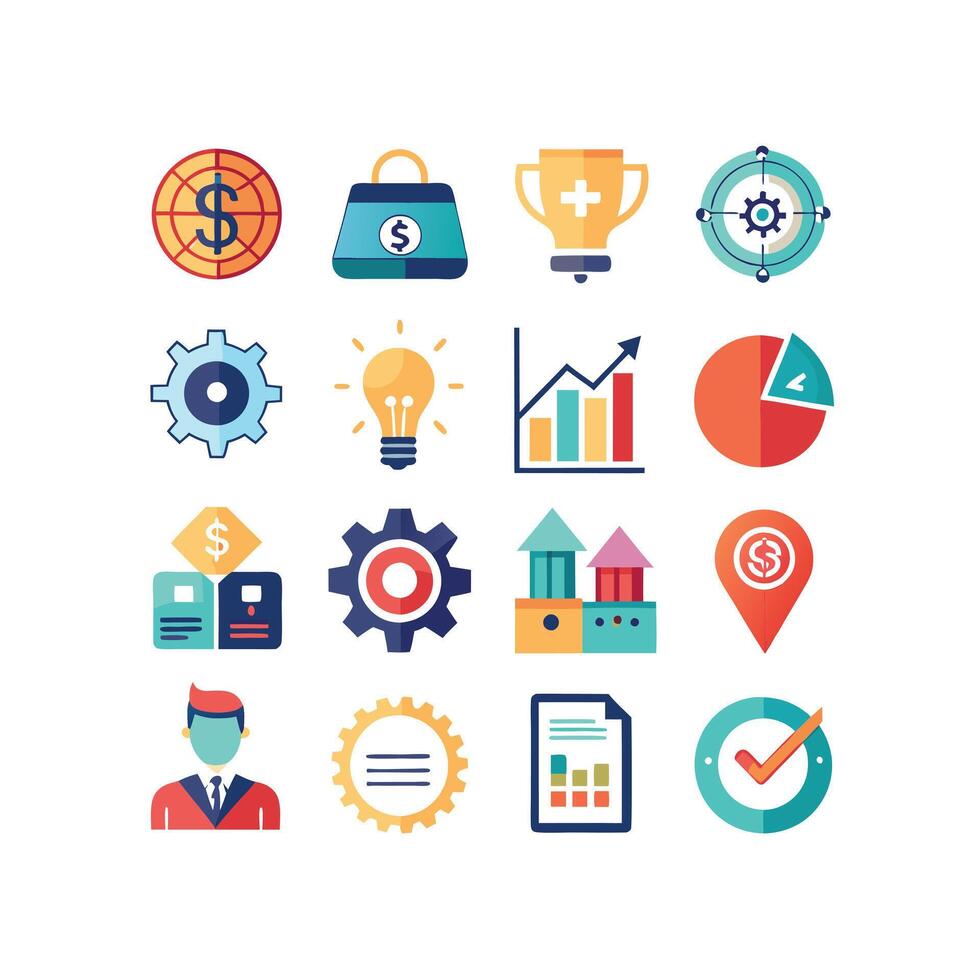 Business and Finance Icon Set Collection for Documents, Websites and Applications vector