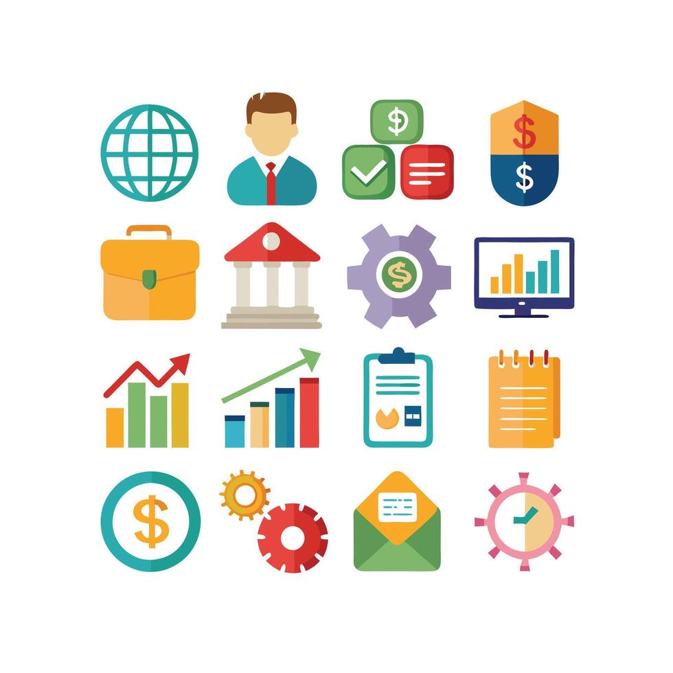 Business and Finance Icon Set Collection for Documents, Websites and Applications vector