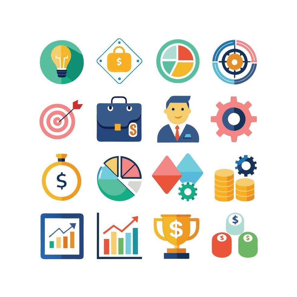 Business and Finance Icon Set Collection for Documents, Websites and Applications vector