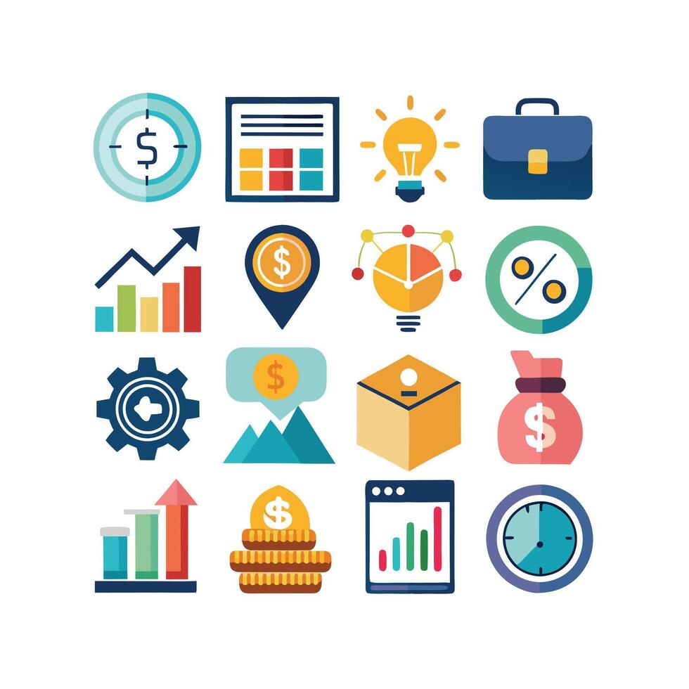 Business and Finance Icon Set Collection for Documents, Websites and Applications vector