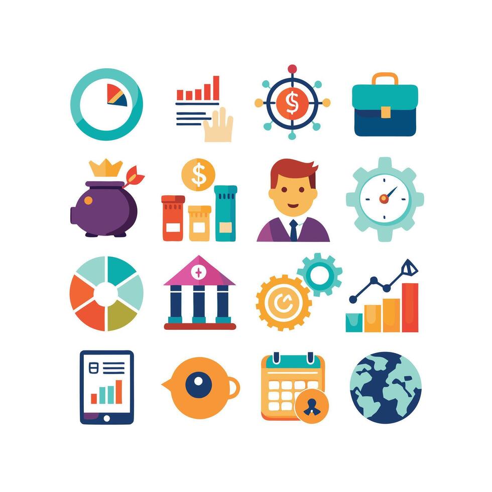 Business and Finance Icon Set Collection for Documents, Websites and Applications vector