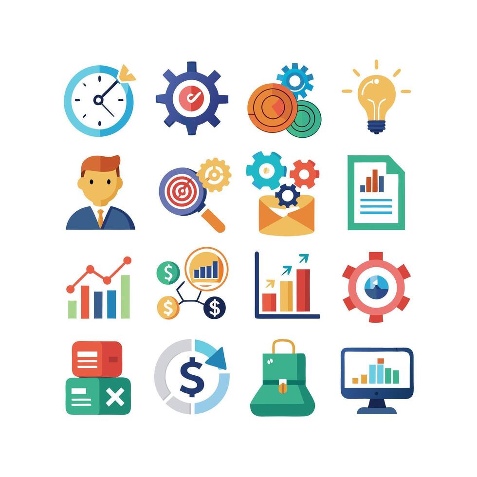 Business and Finance Icon Set Collection for Documents, Websites and Applications vector