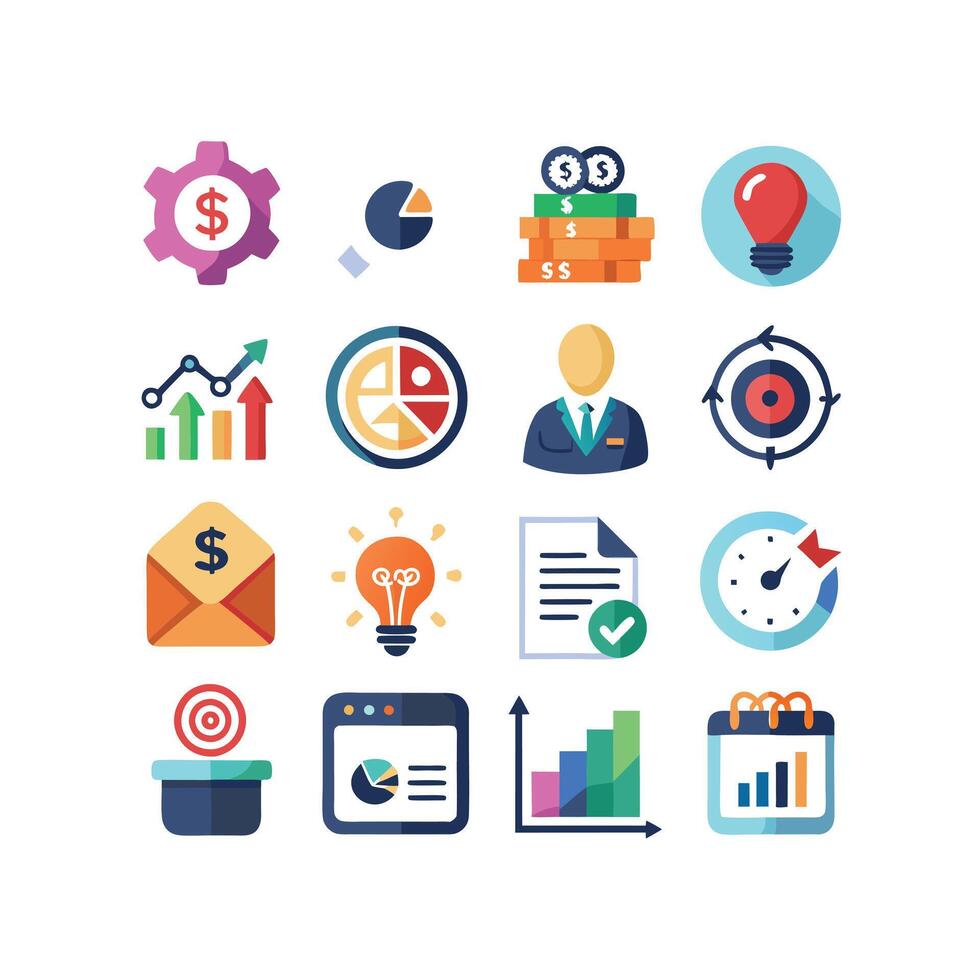 Business and Finance Icon Set Collection for Documents, Websites and Applications vector