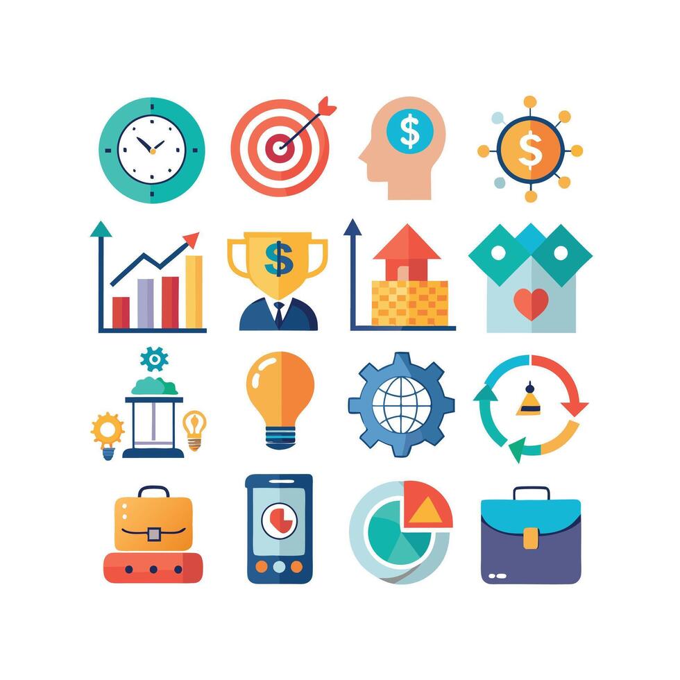 Business and Finance Icon Set Collection for Documents, Websites and Applications vector