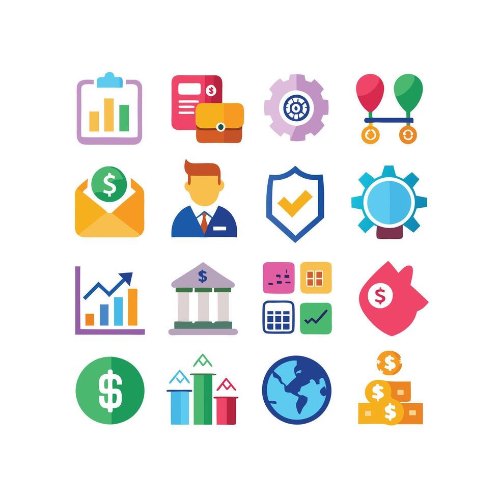 Business and Finance Icon Set Collection for Documents, Websites and Applications vector
