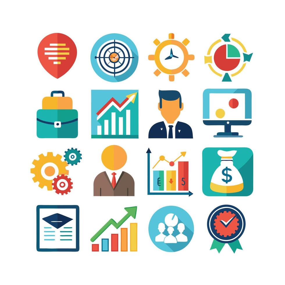 Business and Finance Icon Set Collection for Documents, Websites and Applications vector