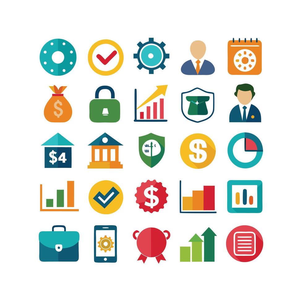 Business and Finance Icon Set Collection for Documents, Websites and Applications vector