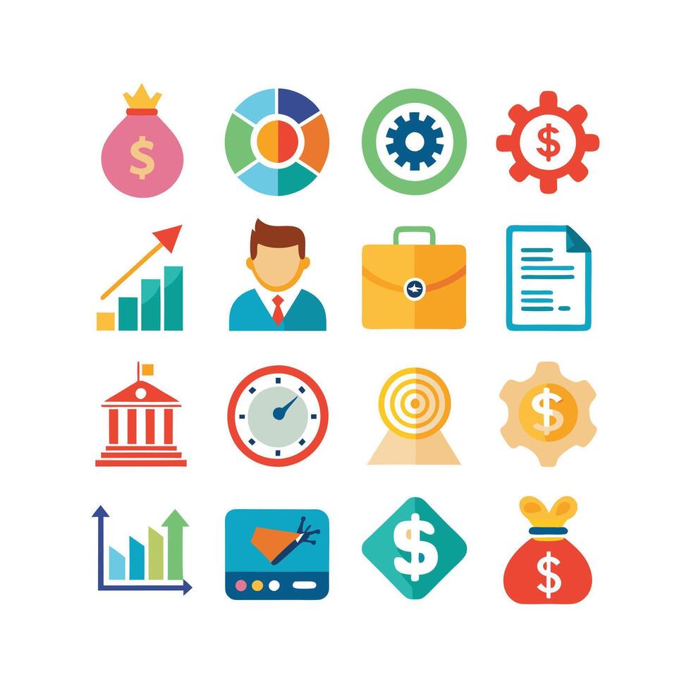 Business and Finance Icon Set Collection for Documents, Websites and Applications vector