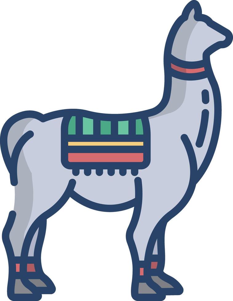Llama linear color illustration vector
