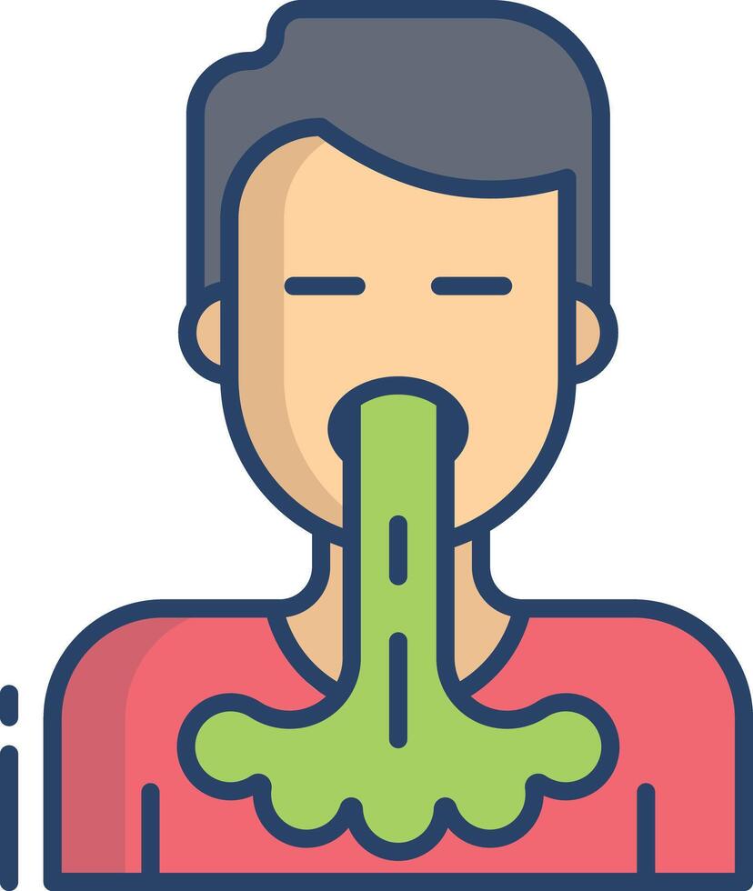 Vomiting linear color illustration vector