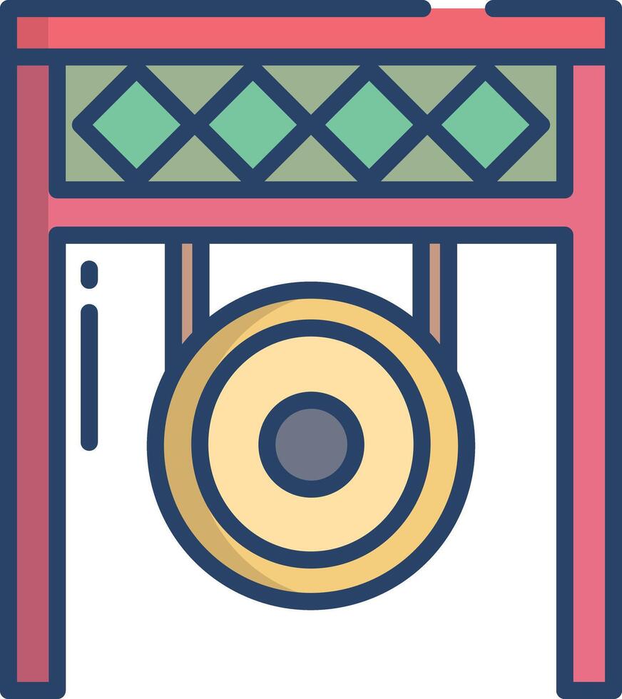 Gong linear color illustration vector