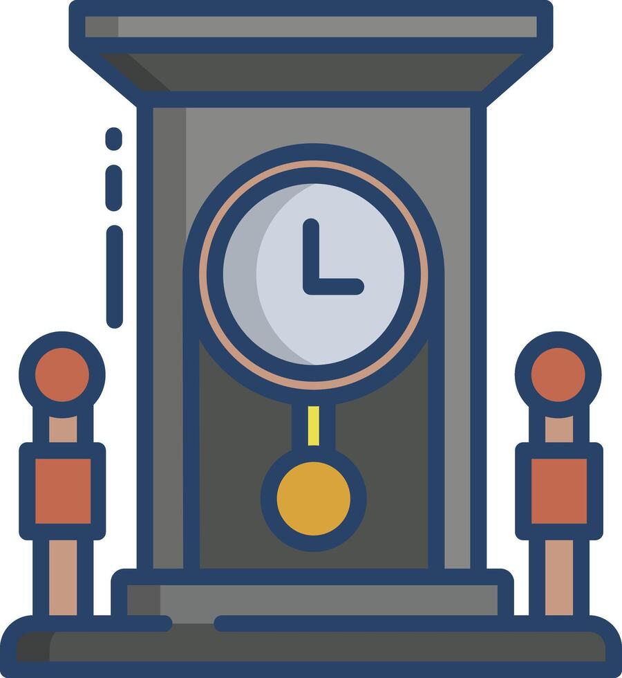 Ancient Clock linear color illustration vector