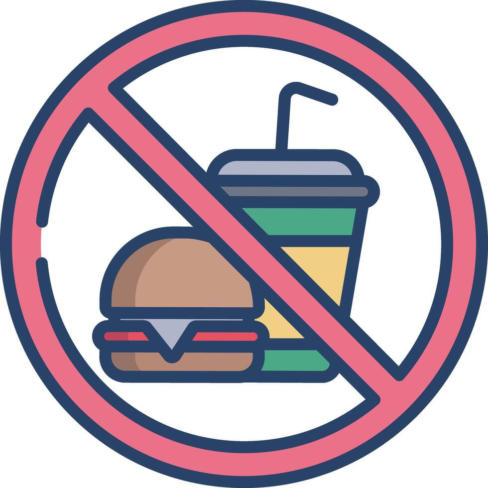 Food Prohibited linear color illustration vector