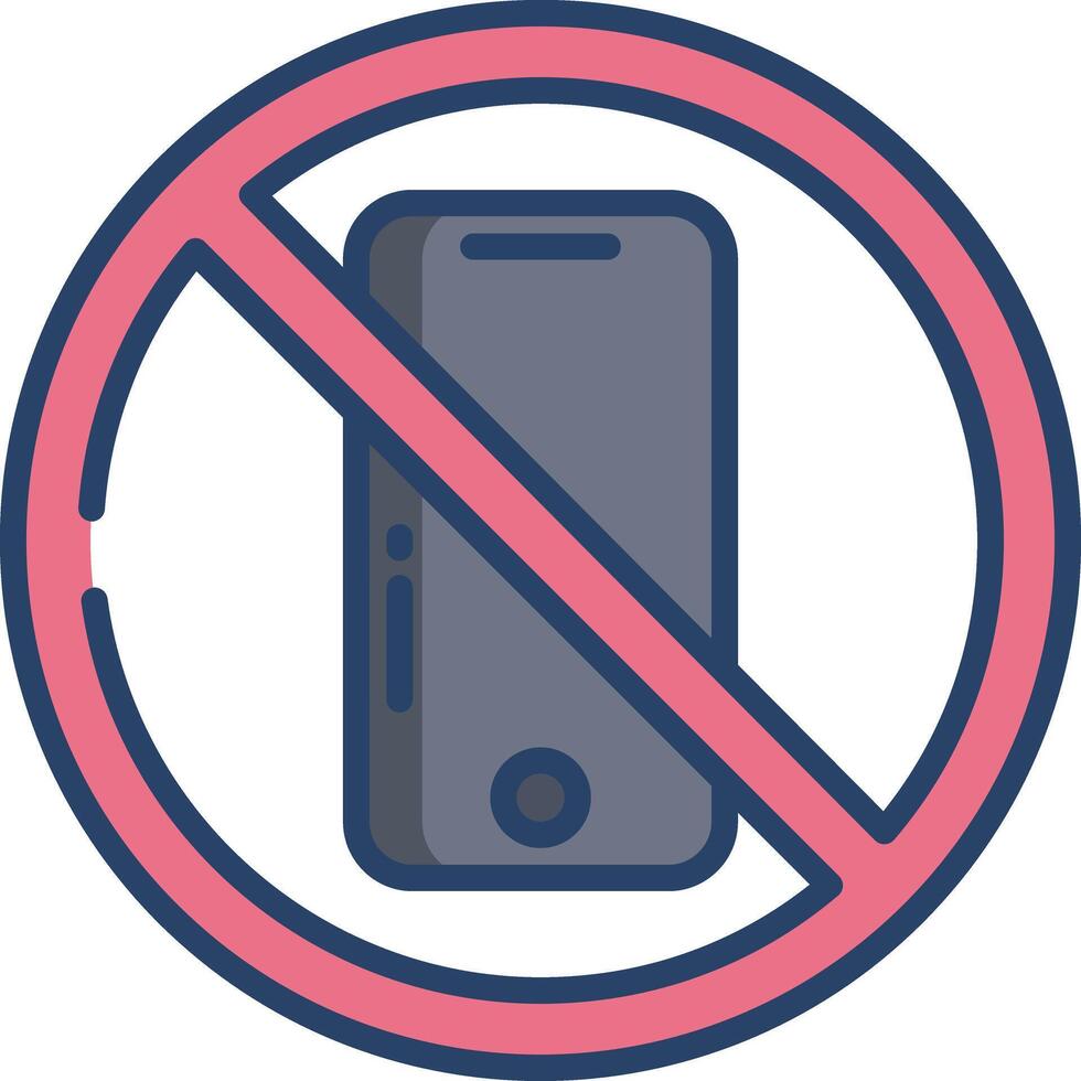 No Phones linear color illustration vector