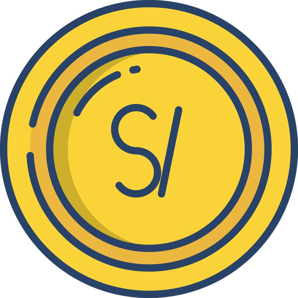 Nuevo Sol Coin linear color illustration vector