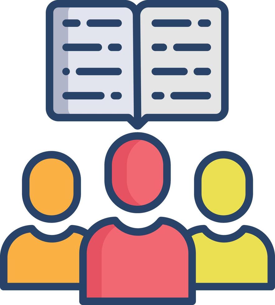 Community Students linear color illustration vector