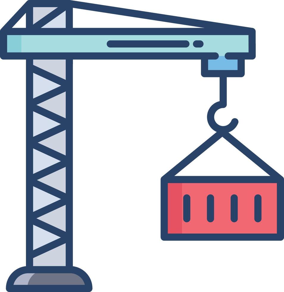 Crane linear color illustration vector