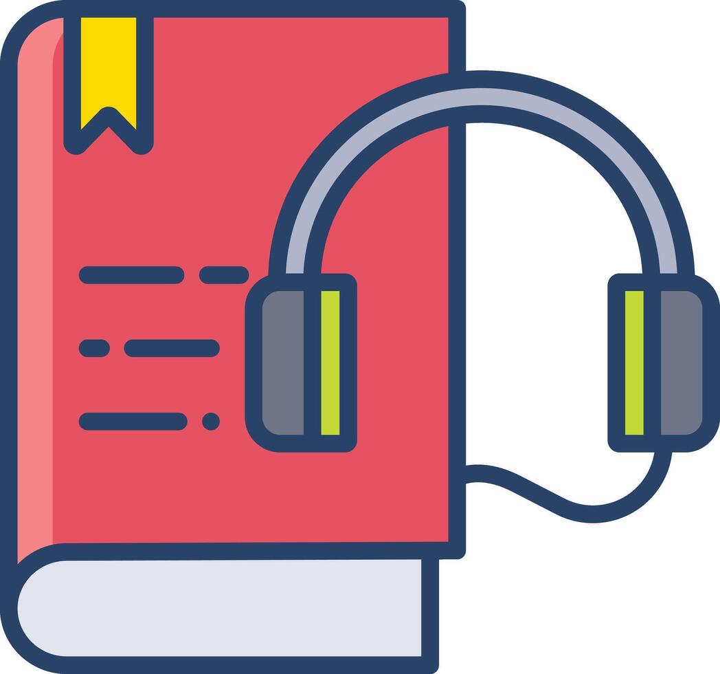 Audio Book linear color illustration vector