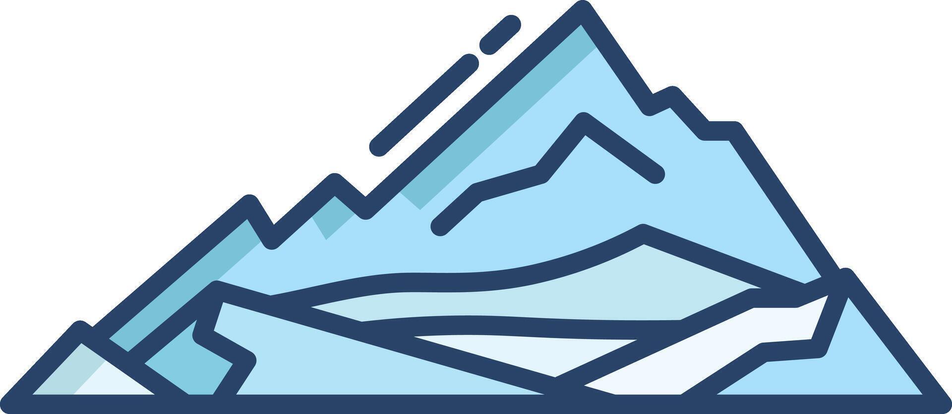 ice mountain linear color illustration vector