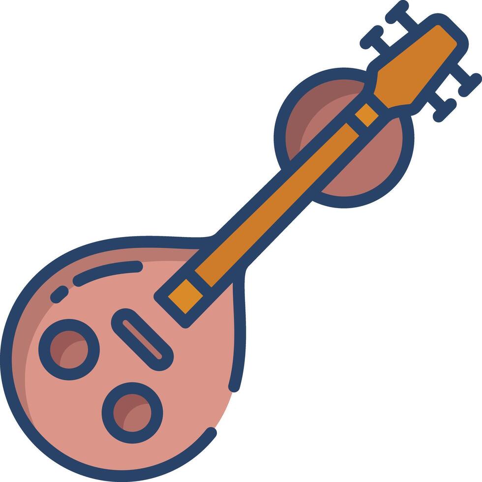 Veena linear color illustration vector