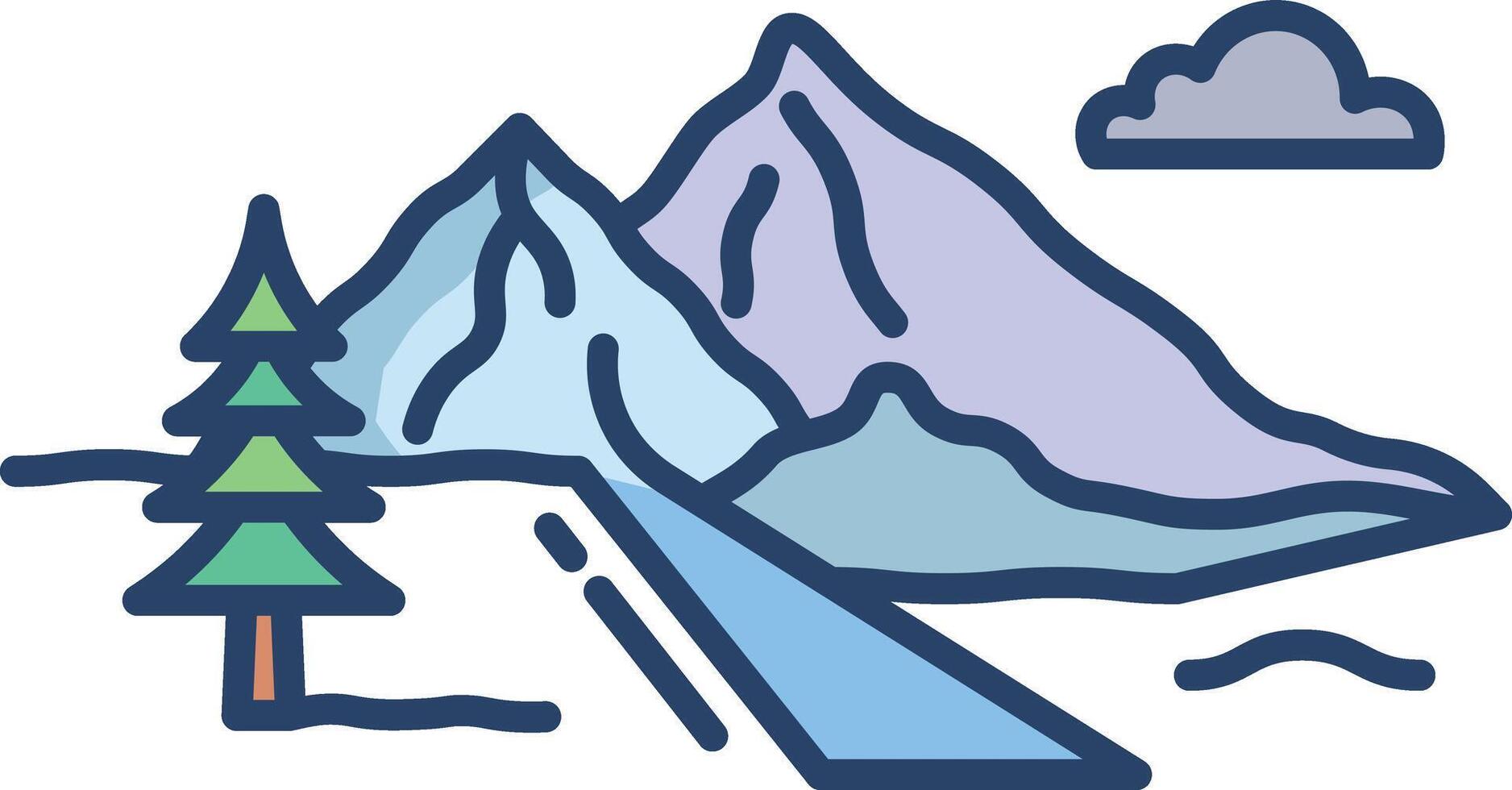 hill landscape linear color illustration vector
