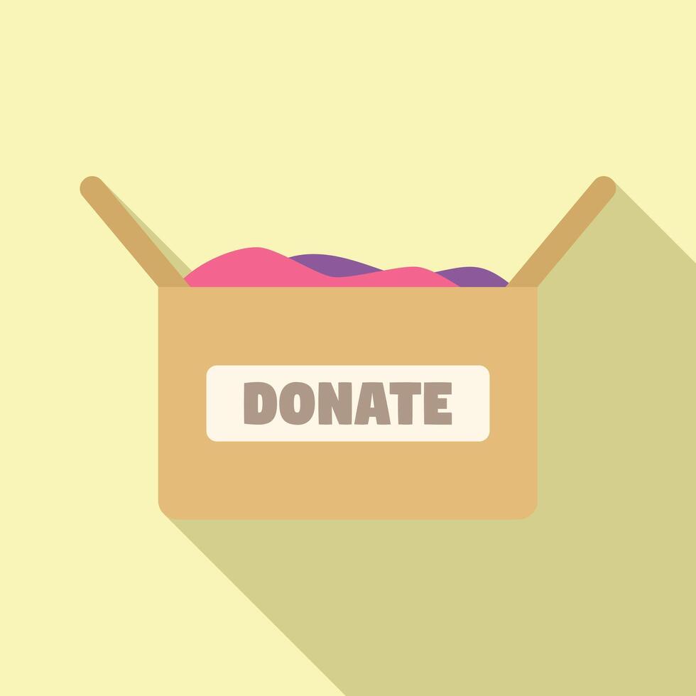 Cardboard donation box full of clothes vector
