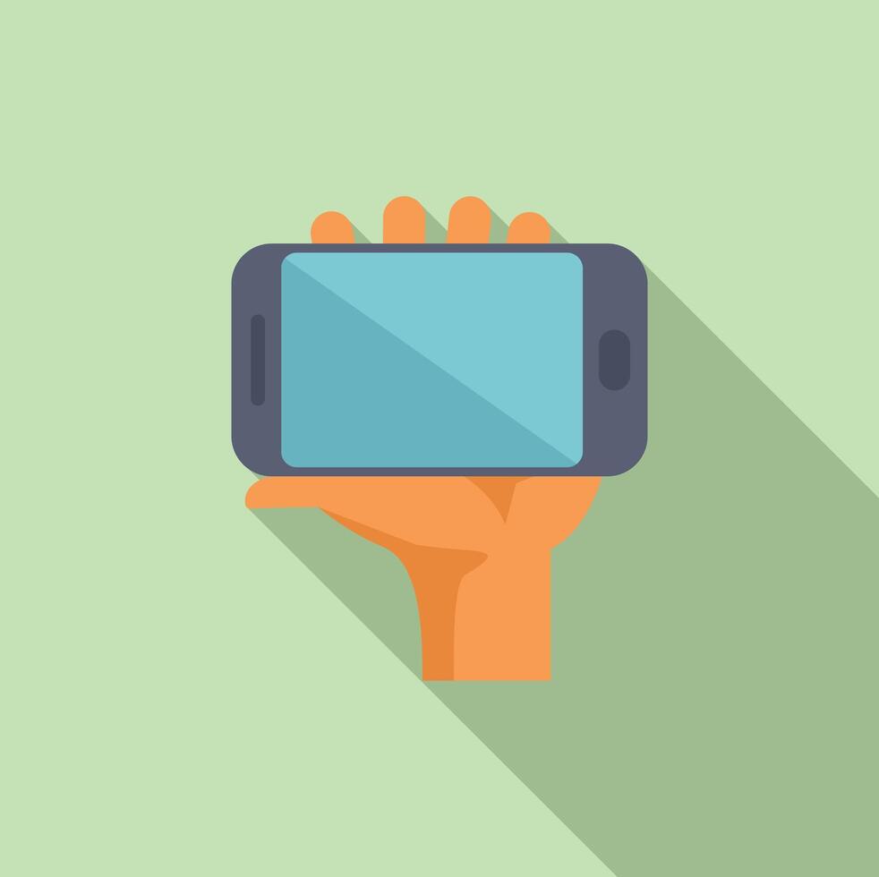 Hand holding smartphone displaying mockup vector