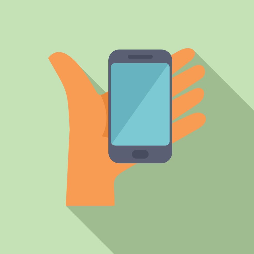 Hand holding smartphone technology icon vector