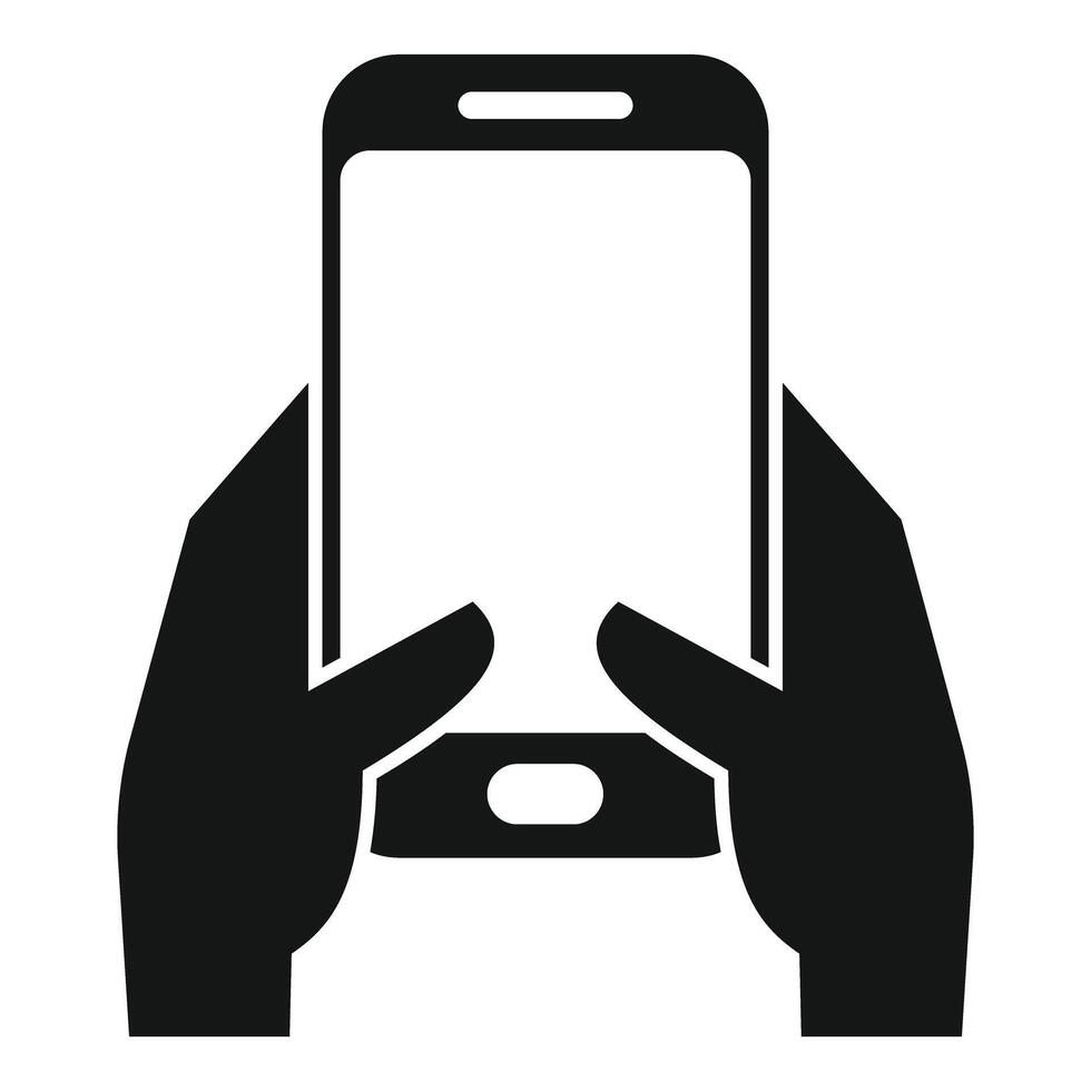 Two hands holding smartphone vertically vector