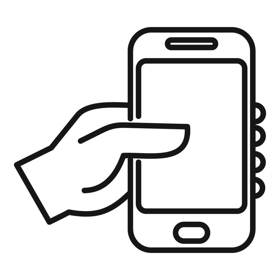 Hand holding smartphone side view vector