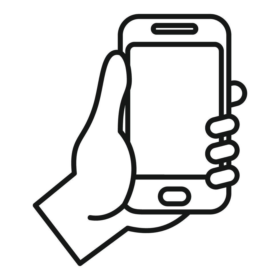 Hand holding a smartphone, using their fingers for support vector