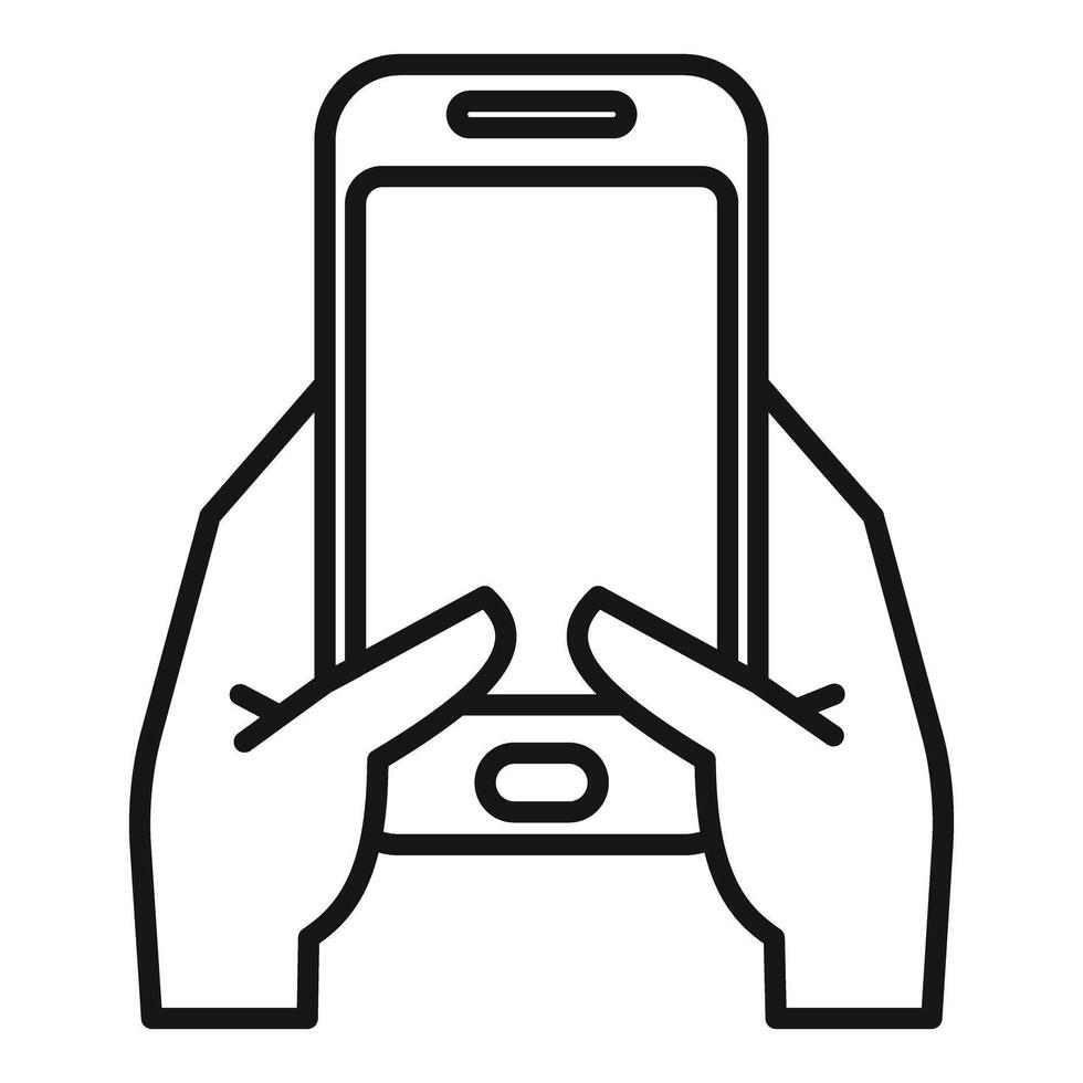 Pair of hands holding a smartphone vertically, potentially gaming, texting, or browsing vector