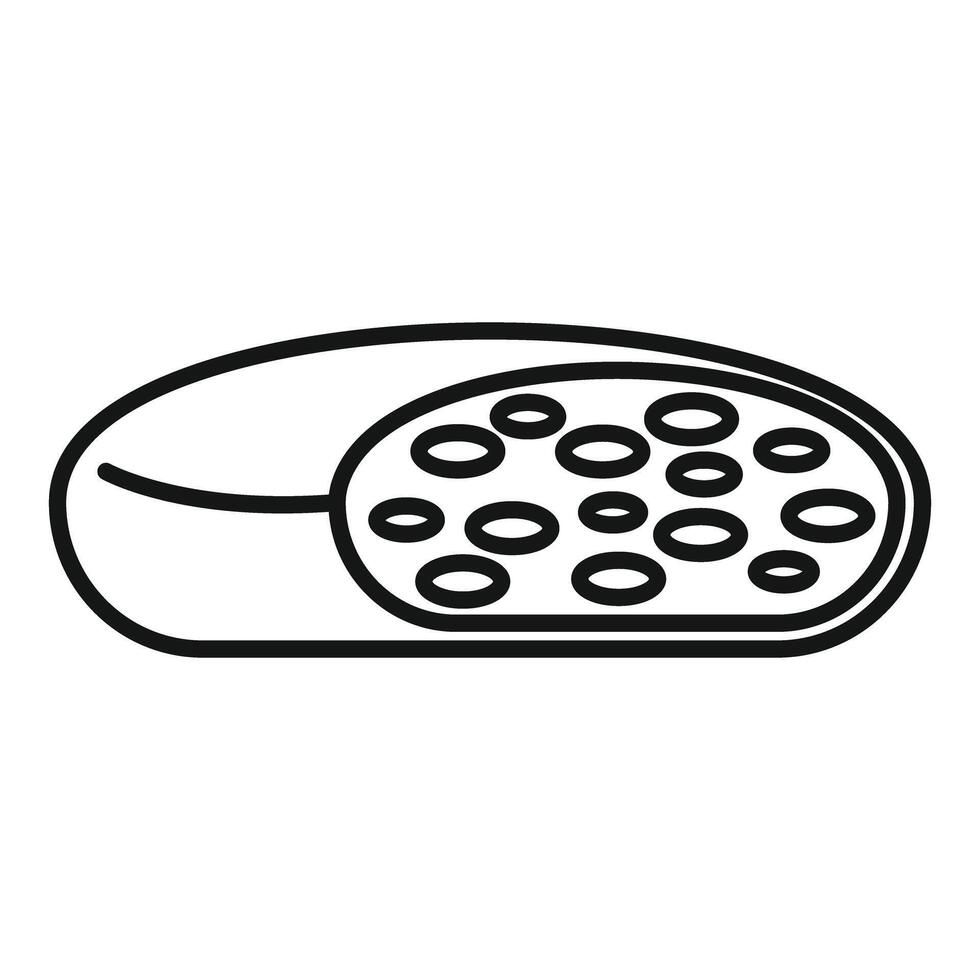 Sausage cut in half showing the inside vector
