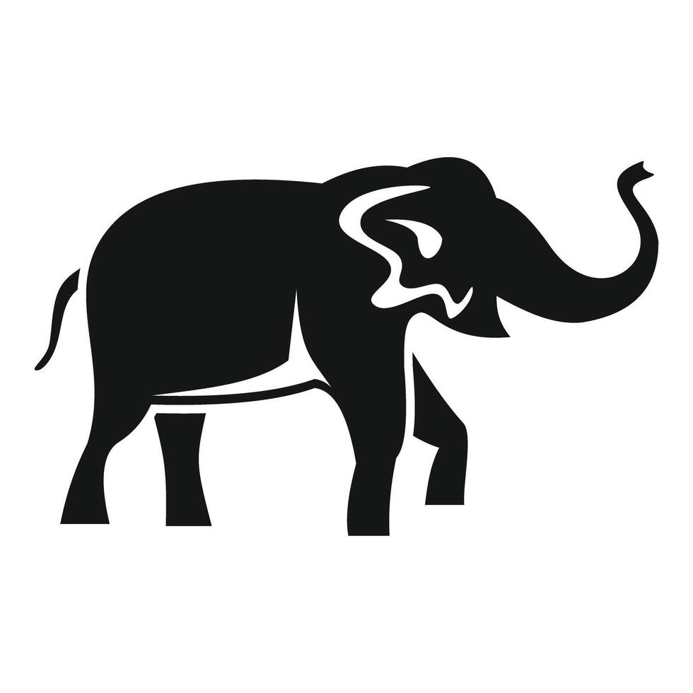 Elephant raising trunk silhouette icon vector