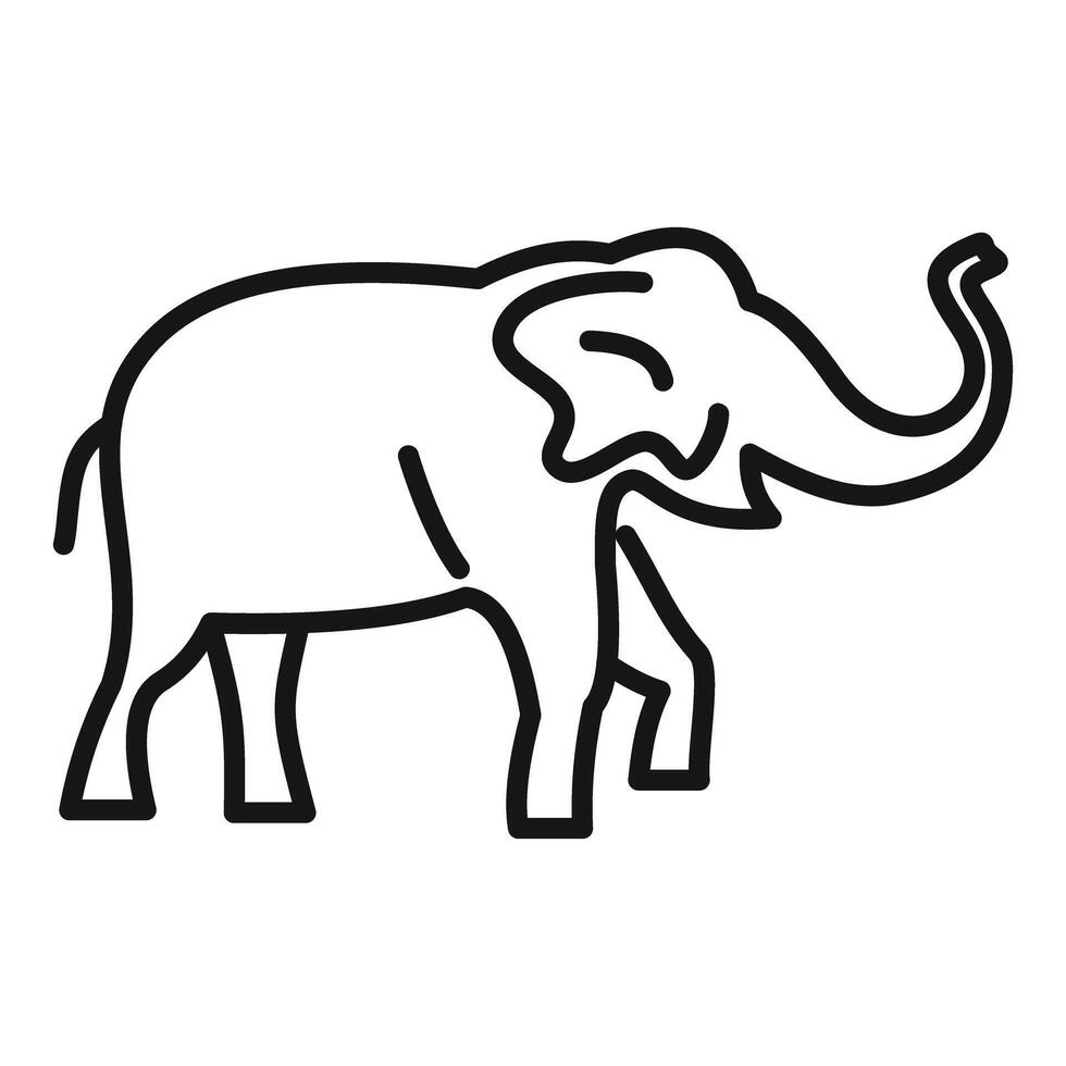 Elephant raising trunk line art icon vector