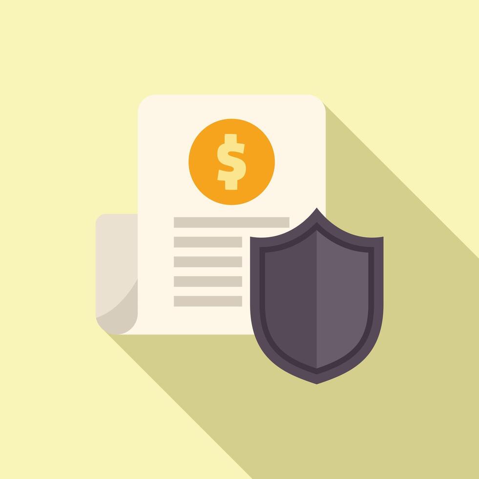 Financial security document shield icon vector