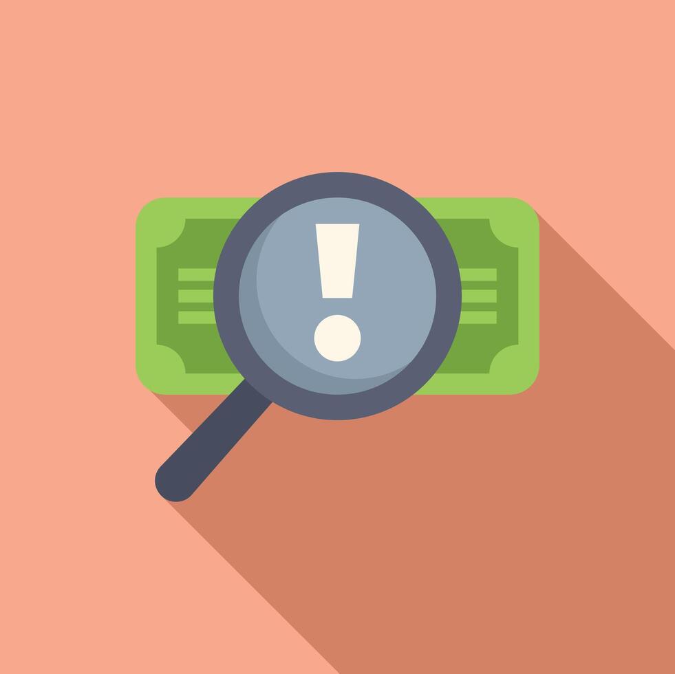 Magnifying glass examining money problem vector