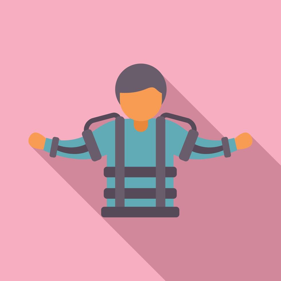 Man wearing medical exoskeleton icon vector