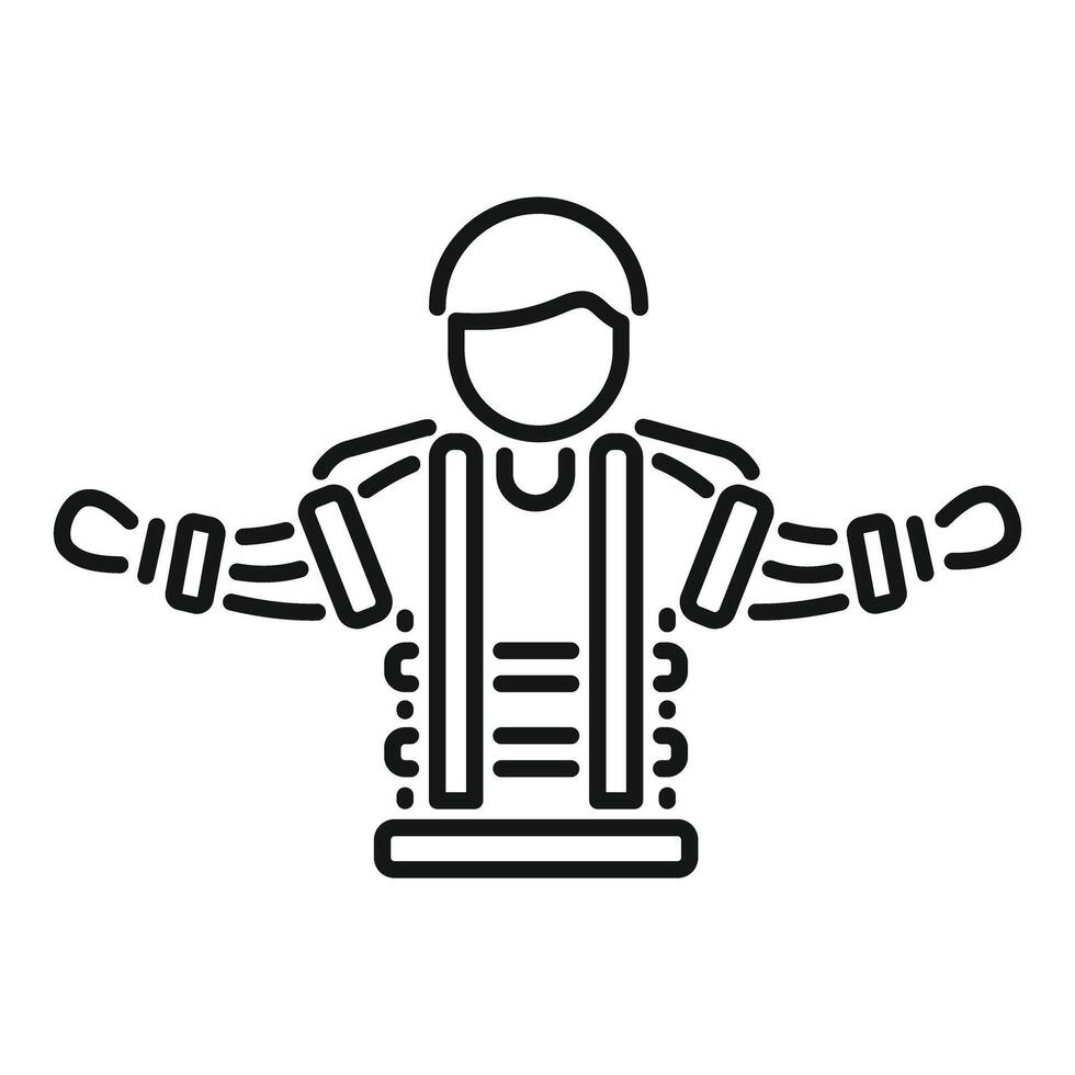 Man wearing full body exoskeleton suit vector