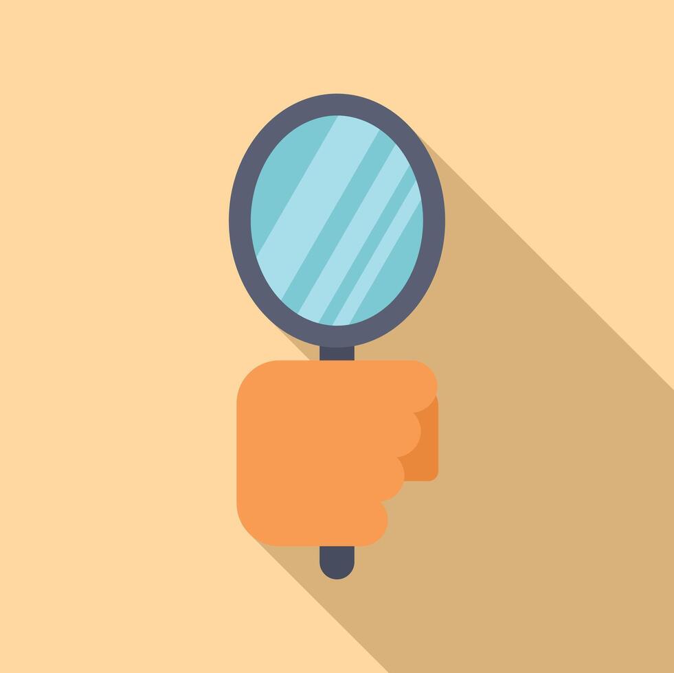 Hand holding round magnifying glass vector