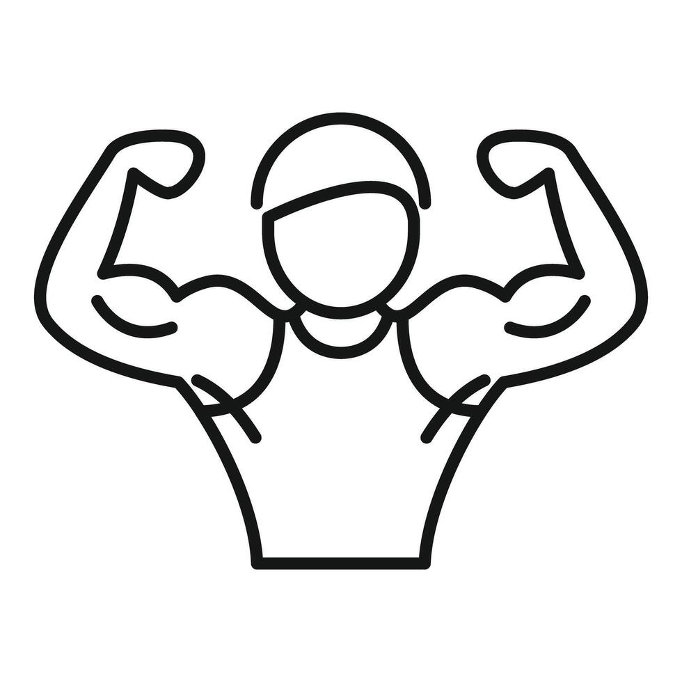 Strong man flexing biceps icon vector