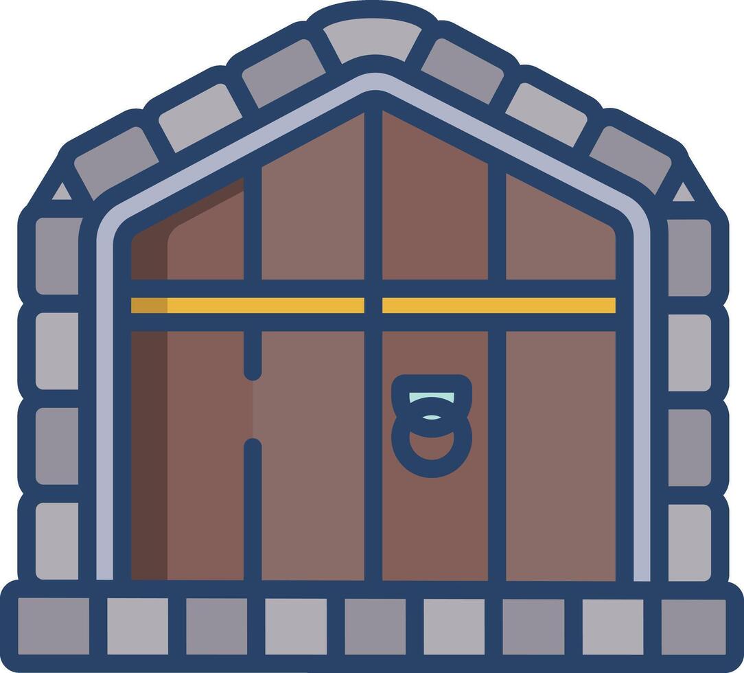 Fort door linear color illustration vector