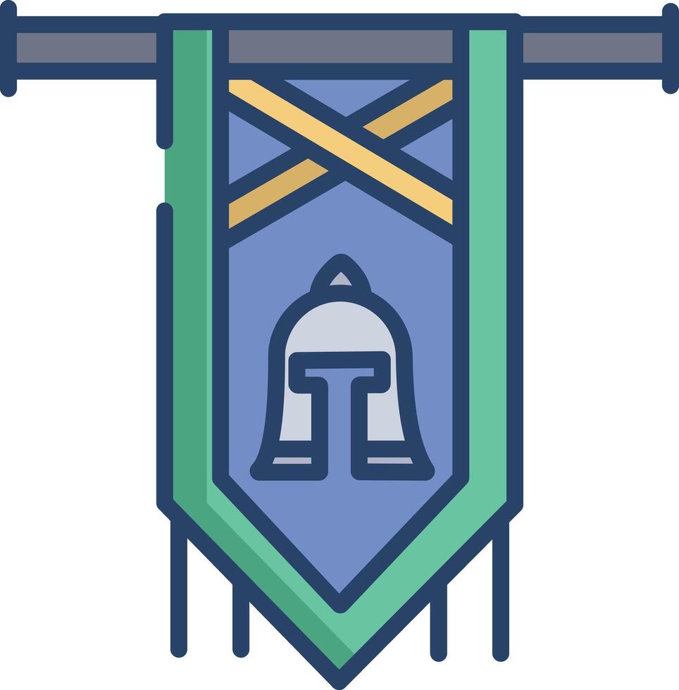 Knight flag linear color illustration vector