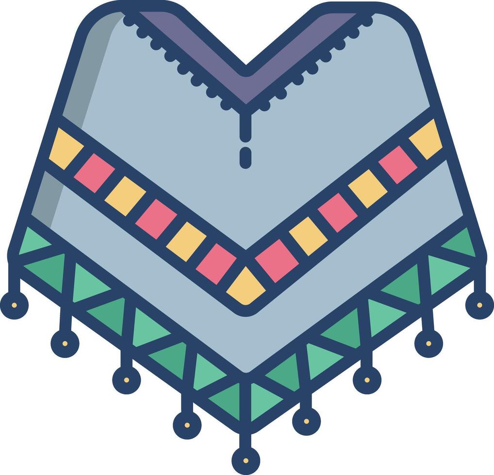 poncho linear color illustration vector
